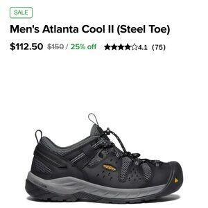 Keen Black Athletic Steel Toe Shoes